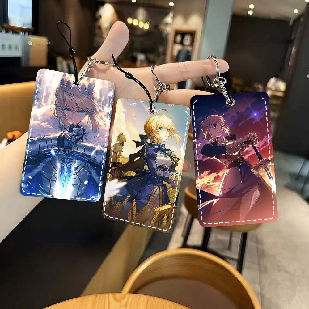 

1 шт. Кожаный чехол-ключница для карт A-Anime Fate Stay Night Saber, брелок для ключей, держатель для карт, кольцо для ключей