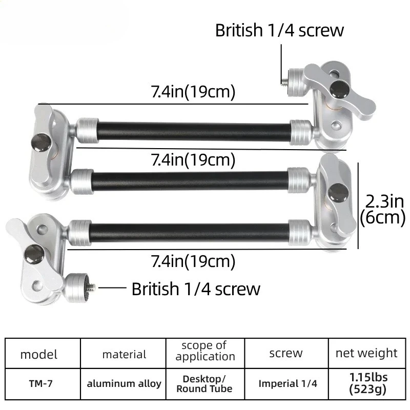 BOSHENG Aluminiumlegering Multifunctionele Draaibare Telescopische Universele Magic Arm Beugel Bureaubevestiging Combinatie