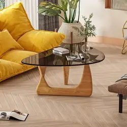 Mesa de centro de vidrio templado transparente para sala de estar, mueble minimalista de lujo para salón de té, diseño nórdico, pequeño apartamento, HY