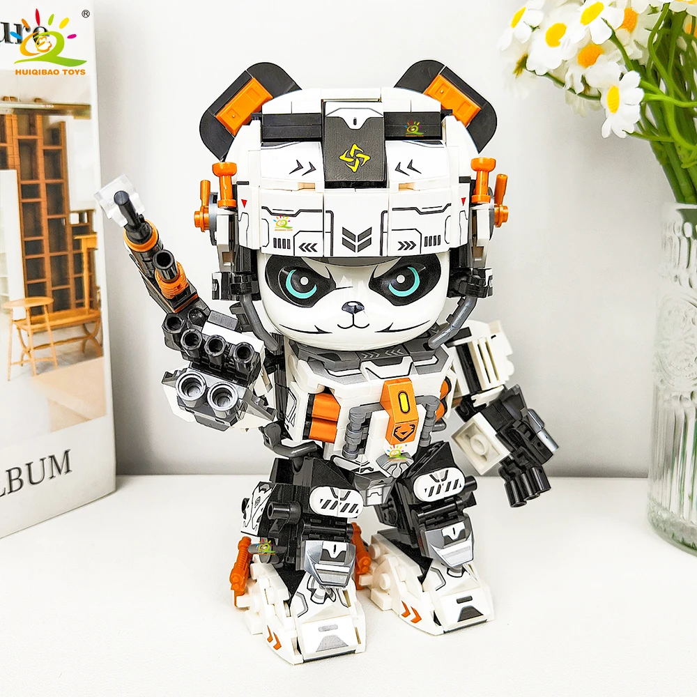 HUIQIBAO 525 pièces MOC Panda Mecha modèle bloc de Construction série Robot Animal brique Construction jouet enfants bureau décoration de la maison