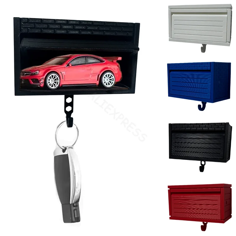Car Garage Key Holder With Opening Door Wall Hanging Key Holder 3D Printed Key Organizer Self-adhesive(Car Models Not Included)