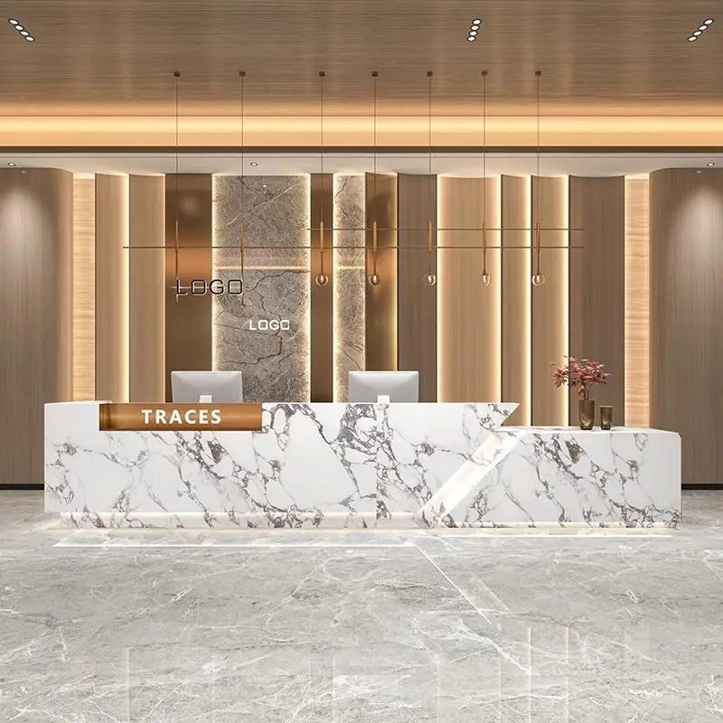 Light Luxury Marble Company Front Desk Hotel Reception Library Restaurant Sales Department High-end Club Reception