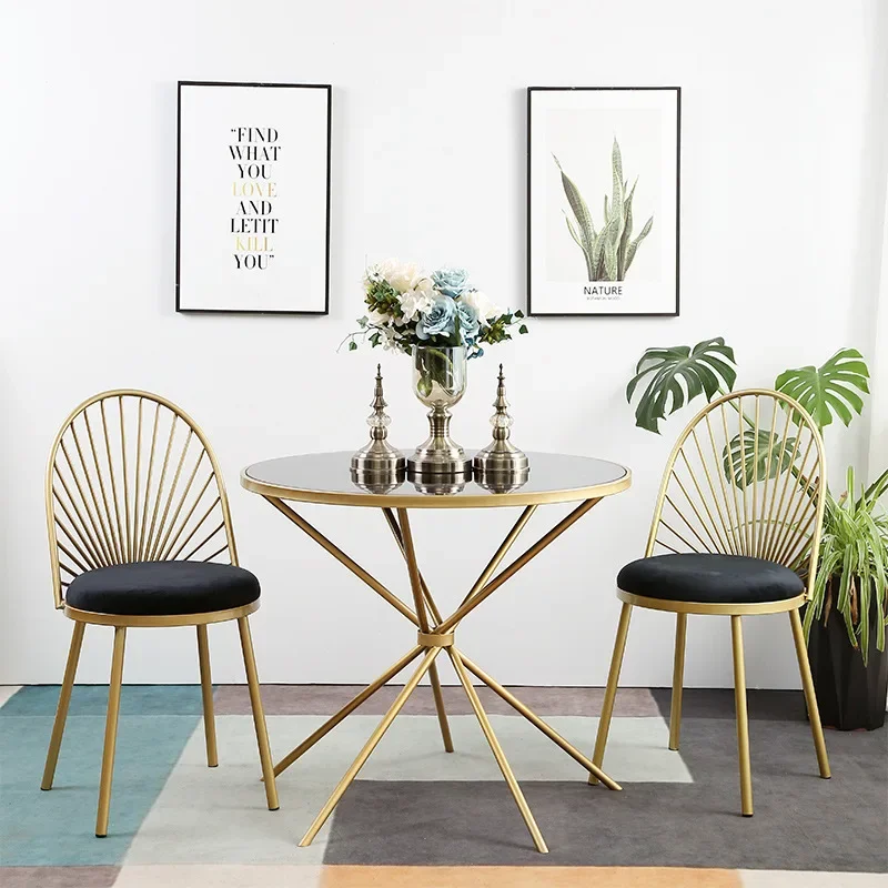 Negotiate table and chair combination, dessert milk tea shop simple balcony studio casual light luxury metal marble