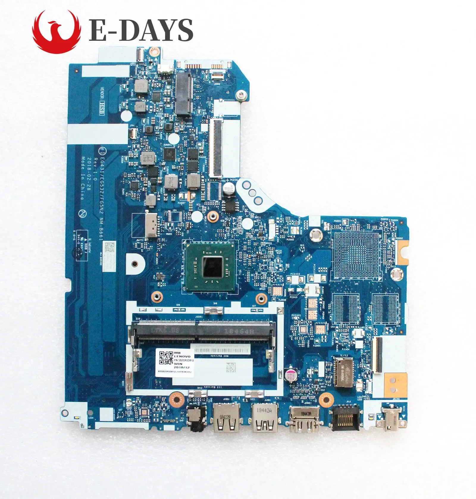 EG431 GE532 FG5N2 NM-B661 For Lenovo IdeaPad 330-15IGM Laotop Motherboard 5B20R33801 5B20R33812 With N4000 N4100 N5000 CPU DDR4