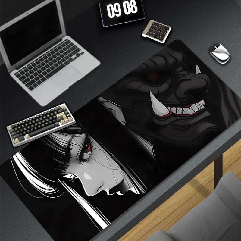 

Gaming Extended Mouse Pad Gamer PC Computer Devil Oni Mask Anime Keyboard Pad Desk Mat Offices Laptop Interior Accessories Rug