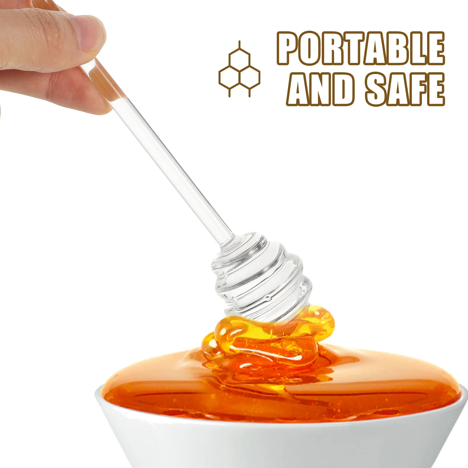Transparent Glass Honey Stirrer Practical Spiral Design Handle Mixing Stick for Coffee Tea Party Hotel Safe Portable