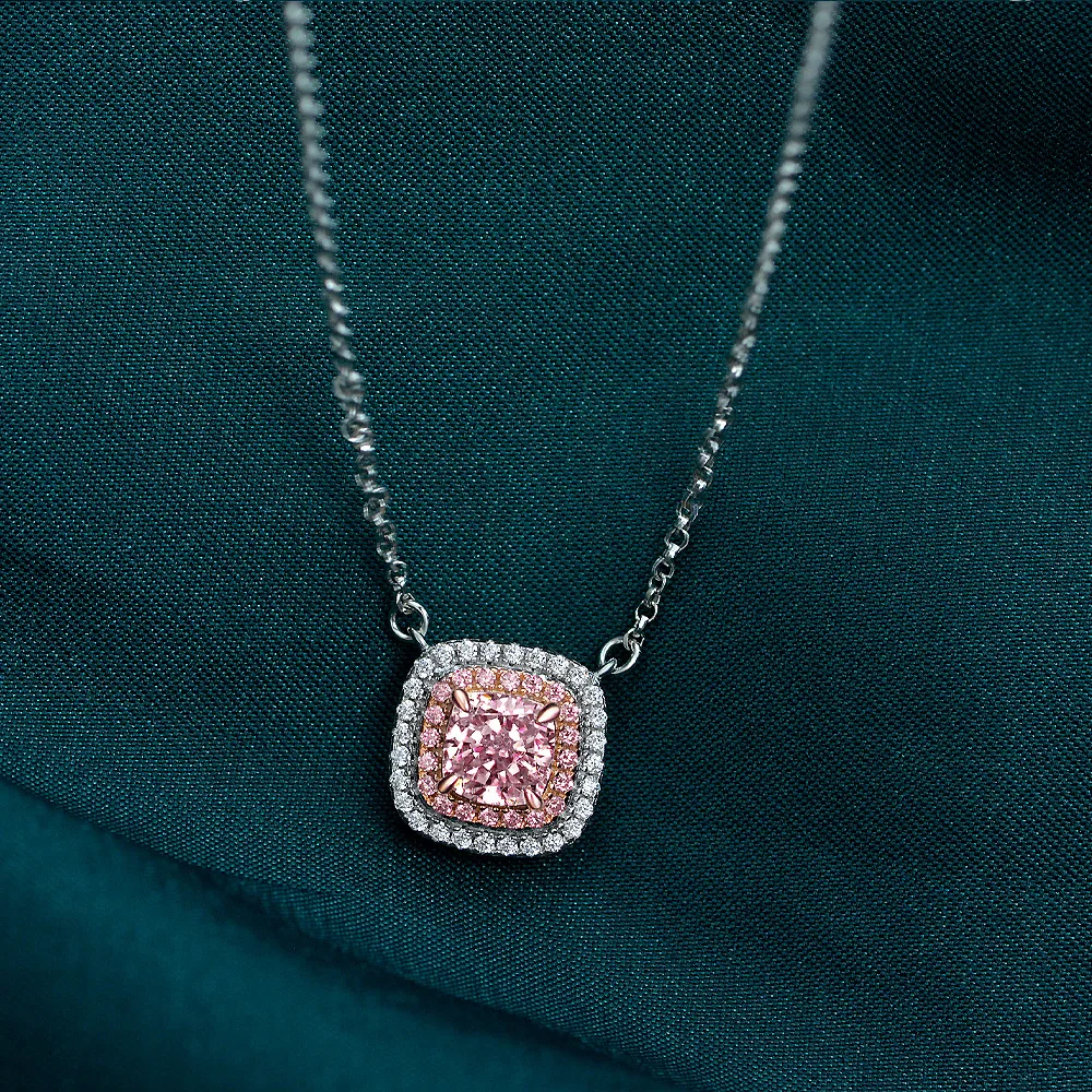 

Diamond Necklace 925 Silver Pillow Shaped 6 * 6 Ice Flower Cut European and American Diamond Yellow Neck Decoration 40+5cm
