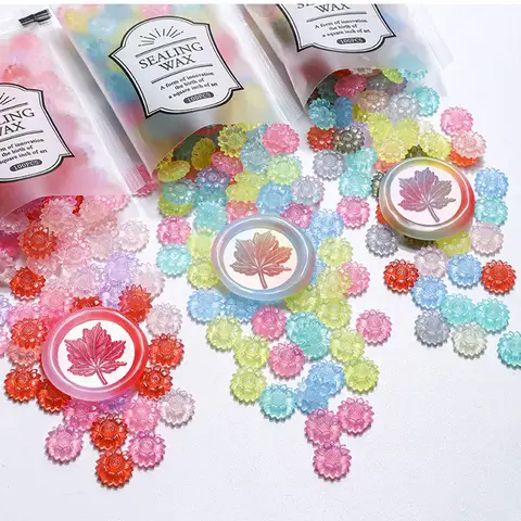 100pcs Translucent Sunflower Sealing Wax  Beads DIY Envelope Letter Wedding Invitation Scrapbooking Flashing Sealing Stamp