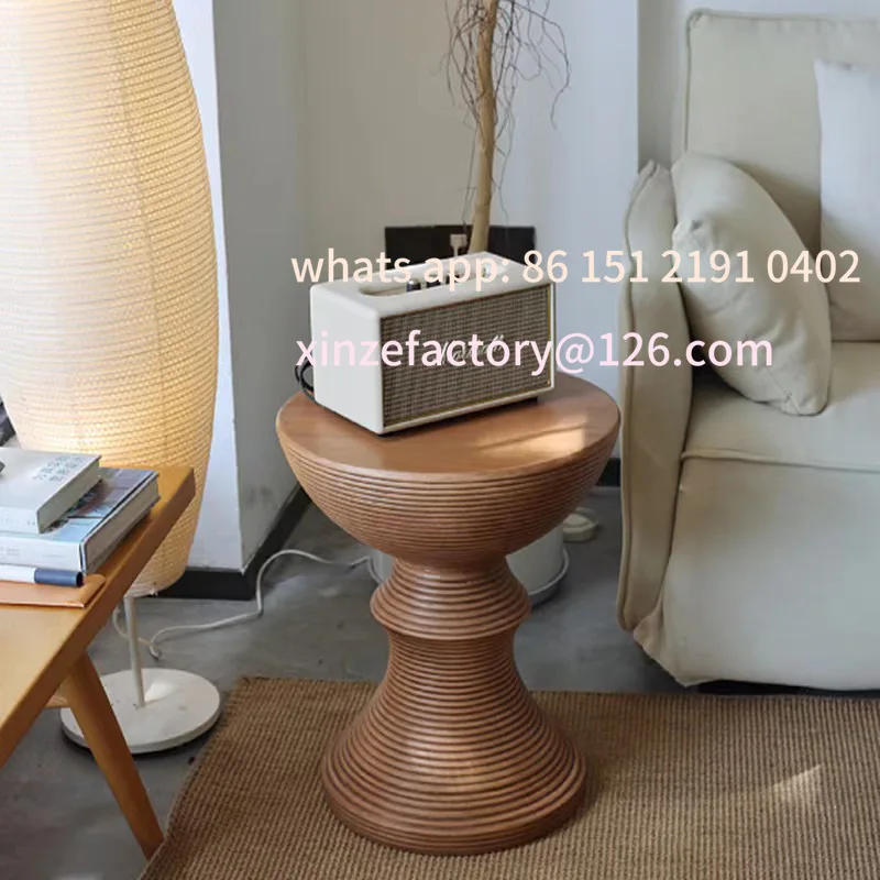 

Customizable wood grain edge table modern simple log color round coffee table retro sofa Nordic art living room round table