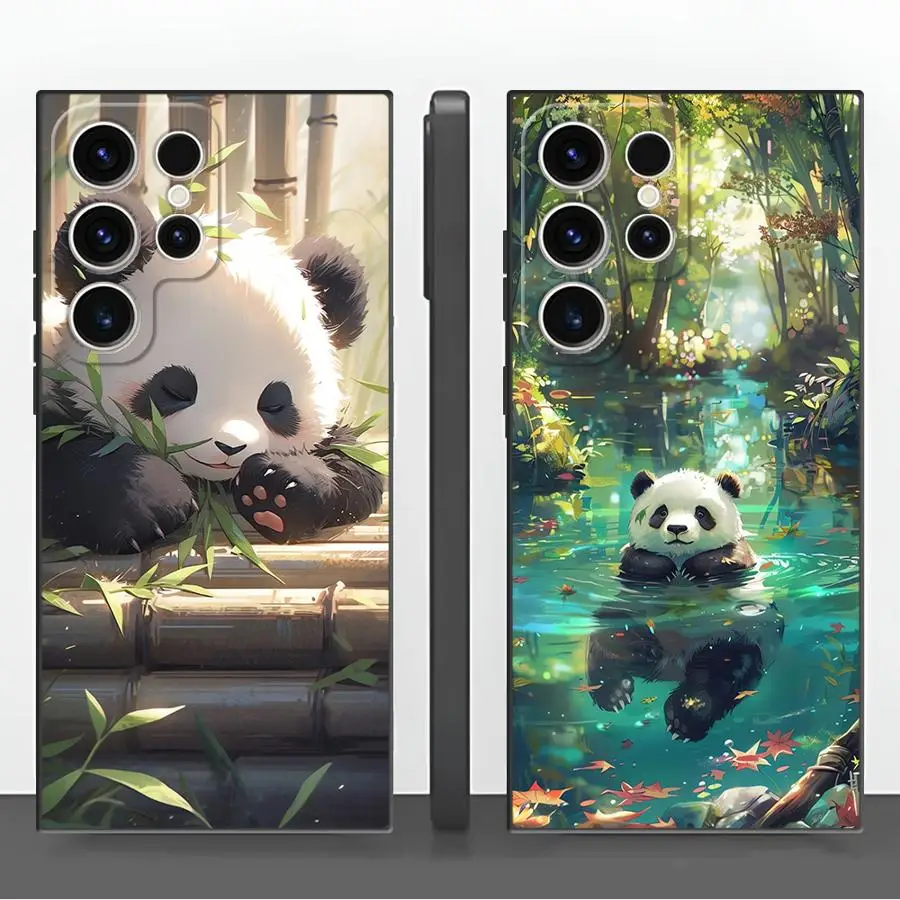 Funda Phone Cover Case for Samsung Galaxy S26 S23 S25 Ultra Note 20 Ultra 8 9 10 S24 Plus S20 S10 S9 S21 FE Bamboo Forest Panda