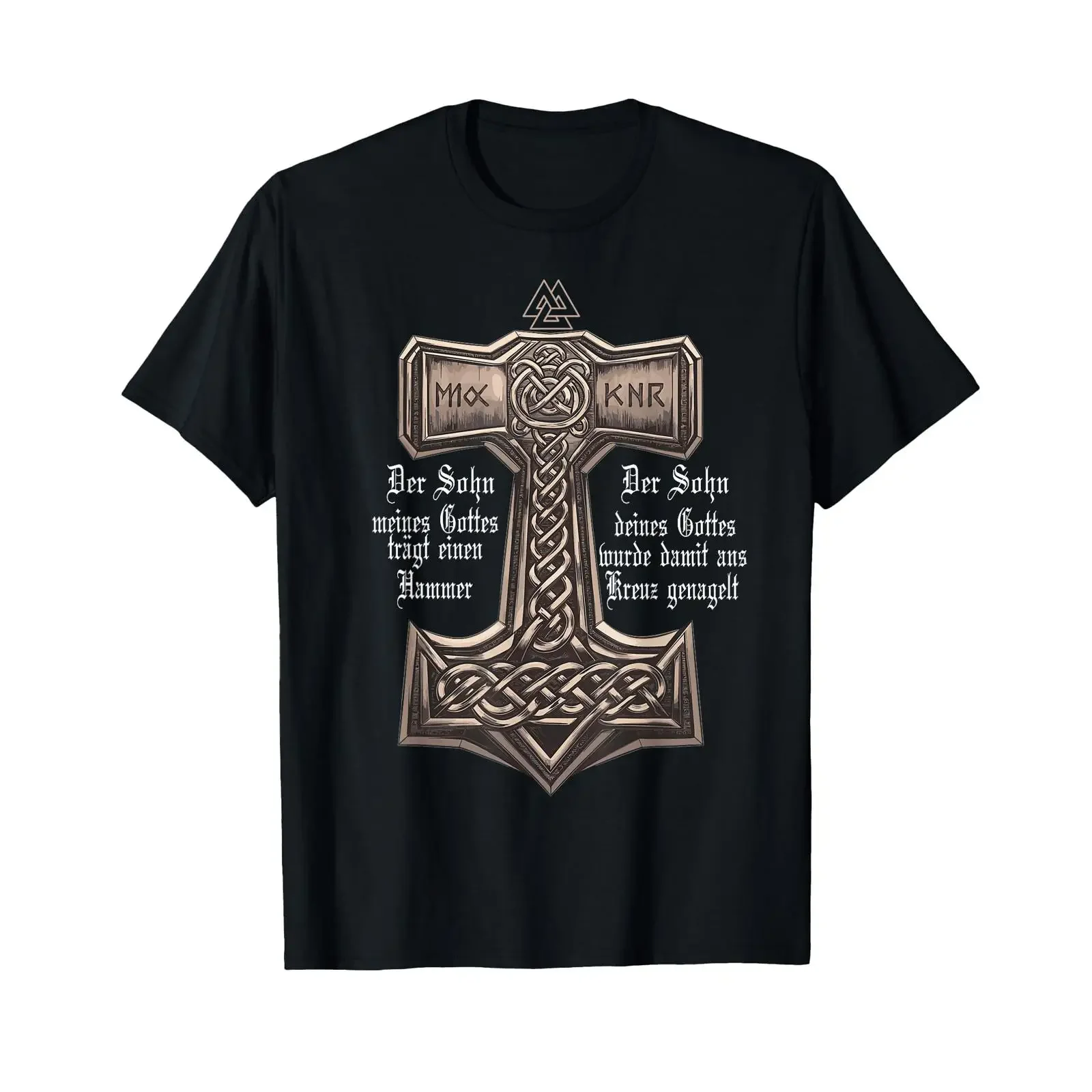 T Shirt with German Text Wikinger Der Sohn Meines Gottes Trägt Ein Hammer black S vintage Washed Top For Everyday Wear