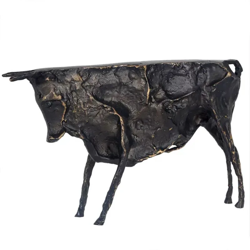 

Metal Handicrafts Simulation Animal Sculpture Iron Ox Bull Figurine Cattle Metal Figurine Home Decoration Accessories