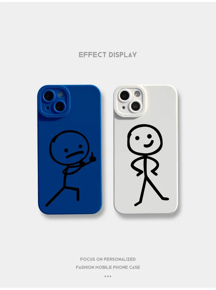 Cute Cartoon Matchman Matte Silicone Phone Case For iPhone 16 11 12 13 14 15 Pro Max XR XS X 7 8 Plus SE 2020 Soft Back Cover