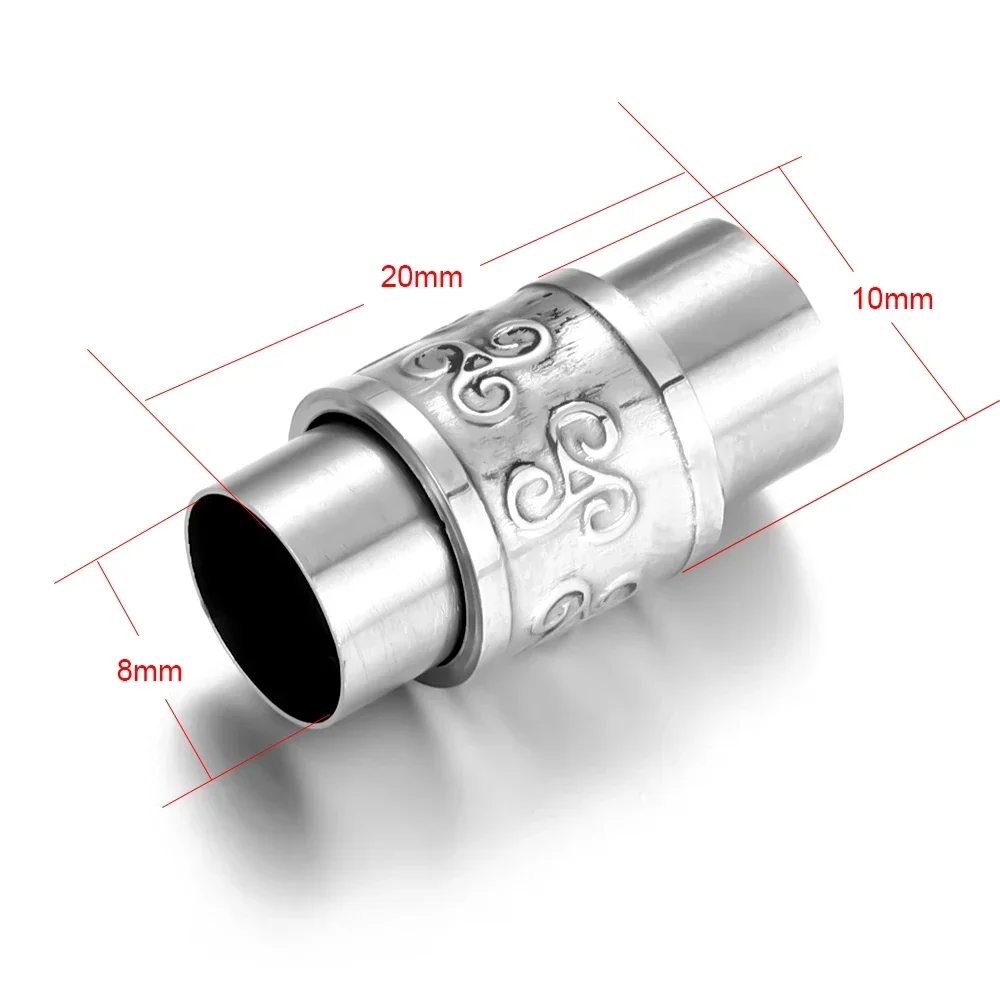 Foro di chiusura magnetica in acciaio inossidabile Cavo in pelle da 8 mm Chiusura con magnete Fibbia Bracciale fai da te Forniture Componenti per la