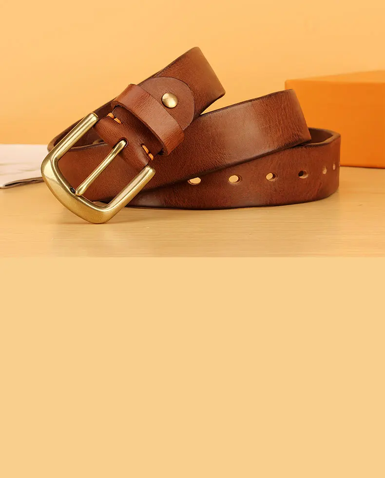 3,8 cm breiter Voll narben ledergürtel für Männer Italienischer Echt leder Casual Jeans gürtel 5mm dicker Herren-Hoch leistungs arbeits gürtel – Detail 9