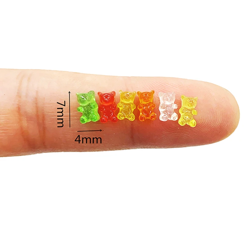 20Pcs Mini Resin Colorful Bear Ornaments DIY Crafts Dollhouse Candy Decoration Kids Pretend Play Toys