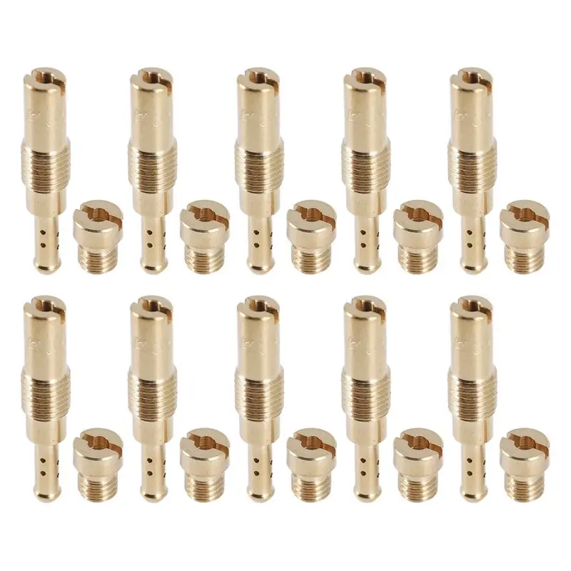 AS57-10Pcs Carburetor Main Jet Kit & 10Pcs Slow/Pilot Jet For PWK Keihin OKO CVK PWM NSR KSR Motorcycle Carburetor