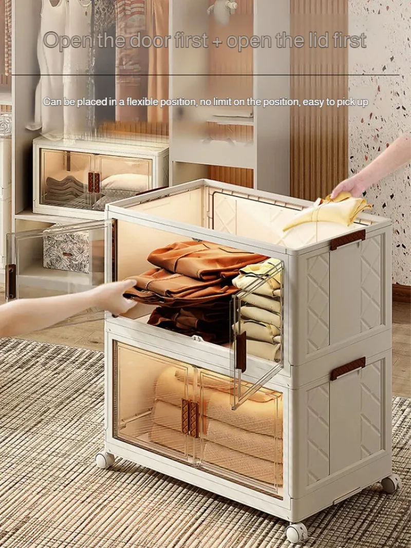 Multifunctional Folding Storage Cabinet Free Installation Living Room  Foldable Storage Box for Organizing Clothes, Books, Toys image 2