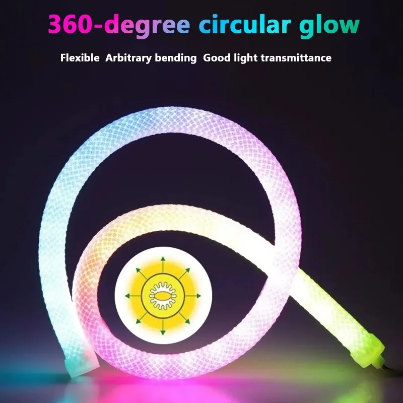 LED Neon Light Strip With 360 Degree Luminous Circular Bluetooth APP Application Control IP67 Waterproof Suitable for Background