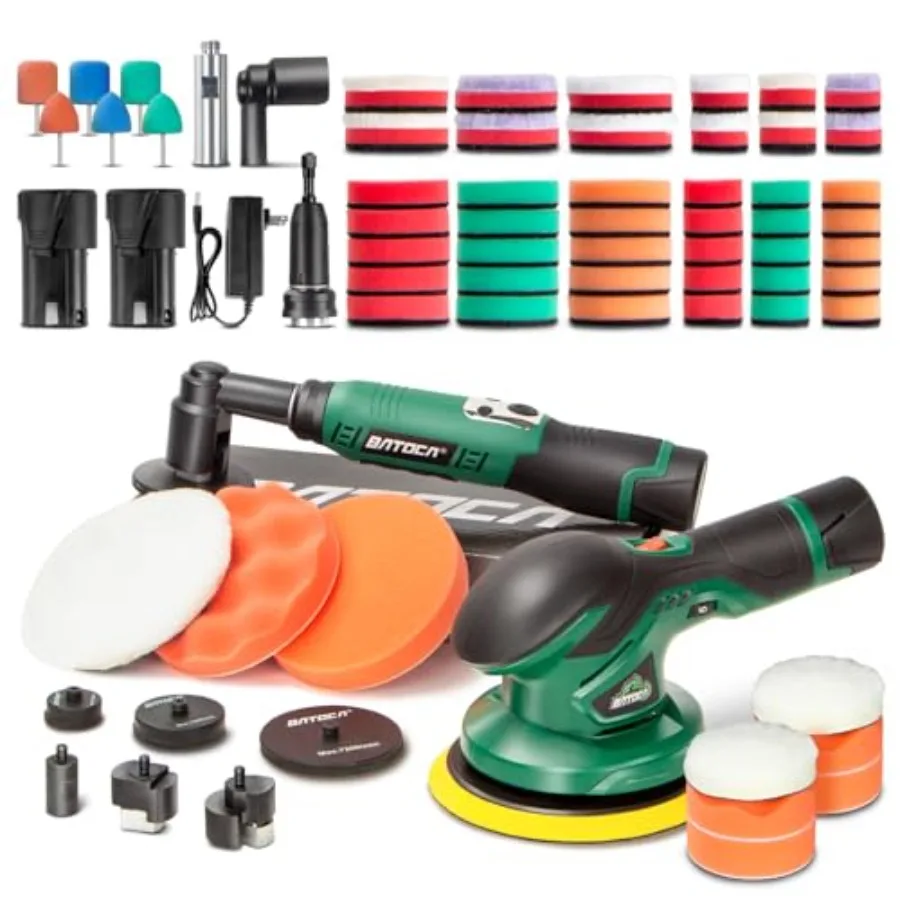 

S3 Cordless Car Buffer PolisherandS6 Mini Cordless Polisher for car Detailing 2pcs 2.0Ah 12V Lithium-ion Universal Batteries 0m