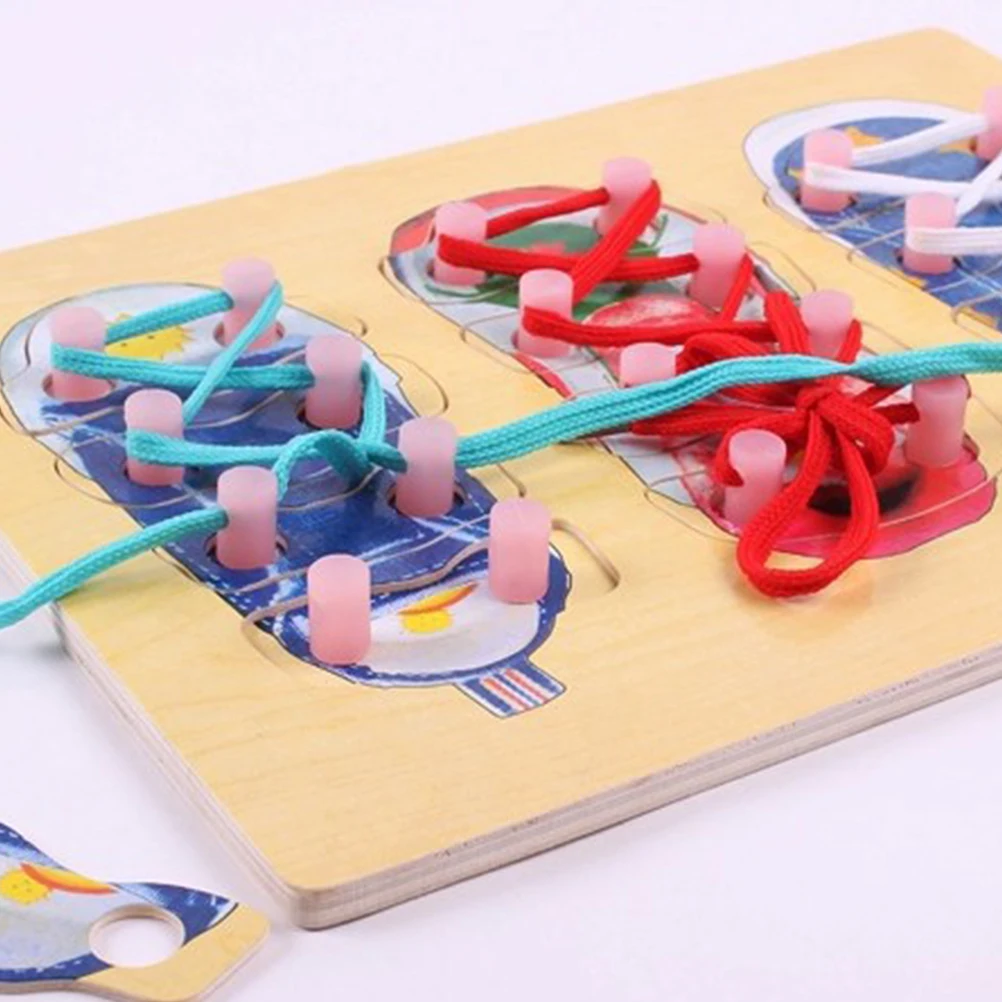 Jouet de panneau de lacet pour enfants en bas âge, chaussures d'apprentissage en bois, pratique des motricité Fine éducative préscolaire
