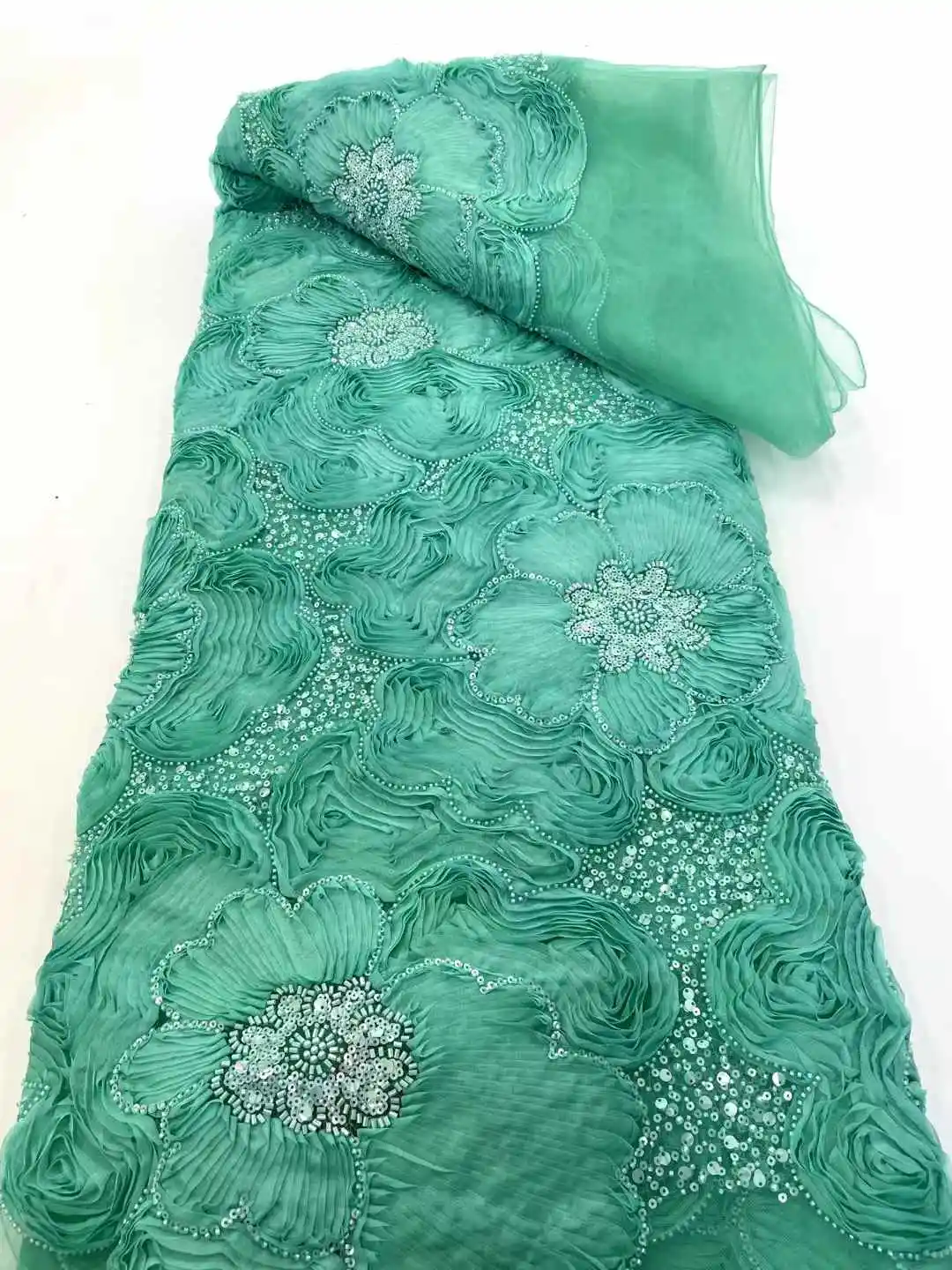 

Africa Nigerian Beaded French Mesh Lace With Sequins High Quality 2025 Embroidery Lace Sequins Lace For Wedding Dresses Women