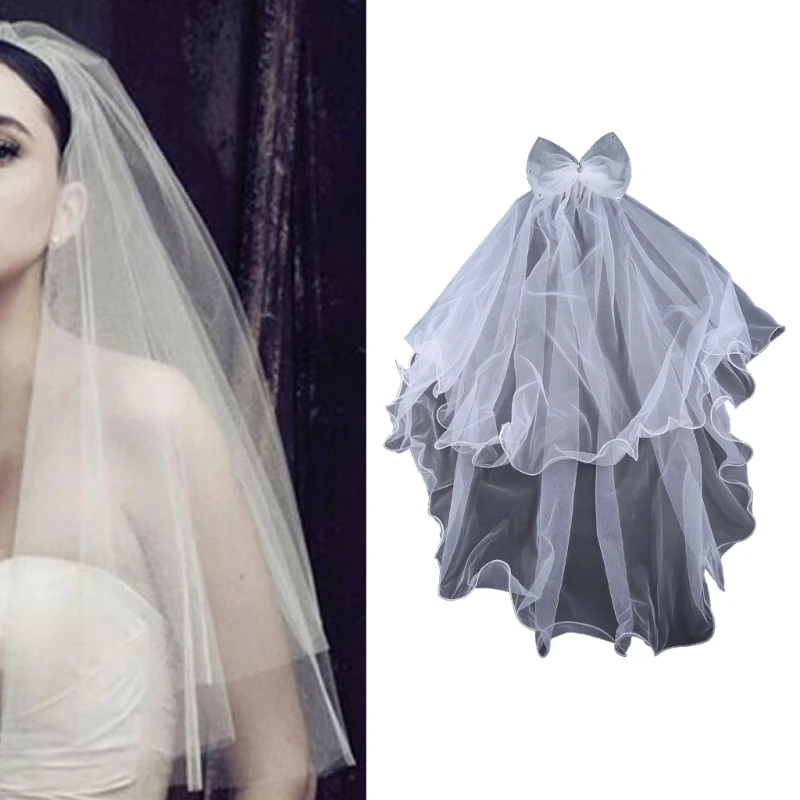 Wedding Veil for Kids with Comb Girls First Communion Veil Tulle Veils Wedding Hair Accessories 2 Tier Short Length