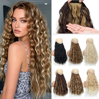 Long Synthetic Fishing Line Hair Extensions Elegant Water Wave Curly Styles for Women Lightweight fluffy-Looking Hairpiece