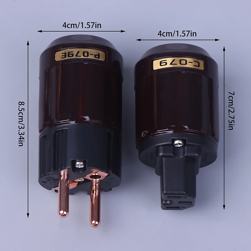 1 paar Hifi Rhodiniert EU Schuko Stecker IEC Buchse Für Hifi Power Kabel EU Stecker Lautsprecher Power Kabel Stecker