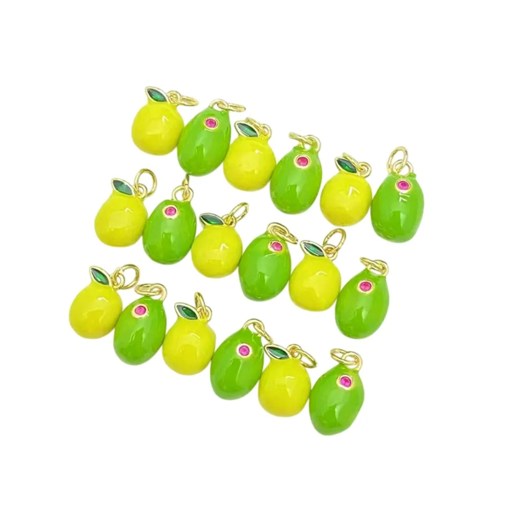 

3 Pieces Fruit Enamel Pendant for Diy Bracelet Necklace Earring Jewelry Making Mushroom Strawberry Lemon Charm Brass Accessories
