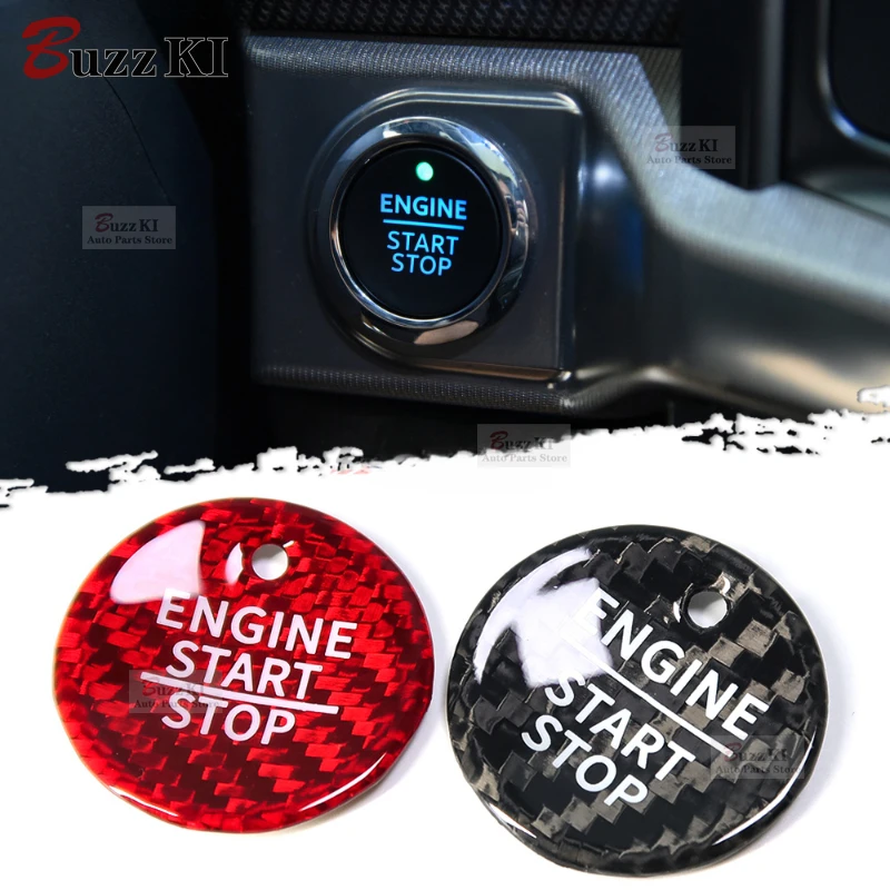 For Ford F-150 F150 Raptor 2015 2016 2017-2020 Carbon Fiber Engine Start Stop Button Cover Trim Car Switch Sticker Accessories