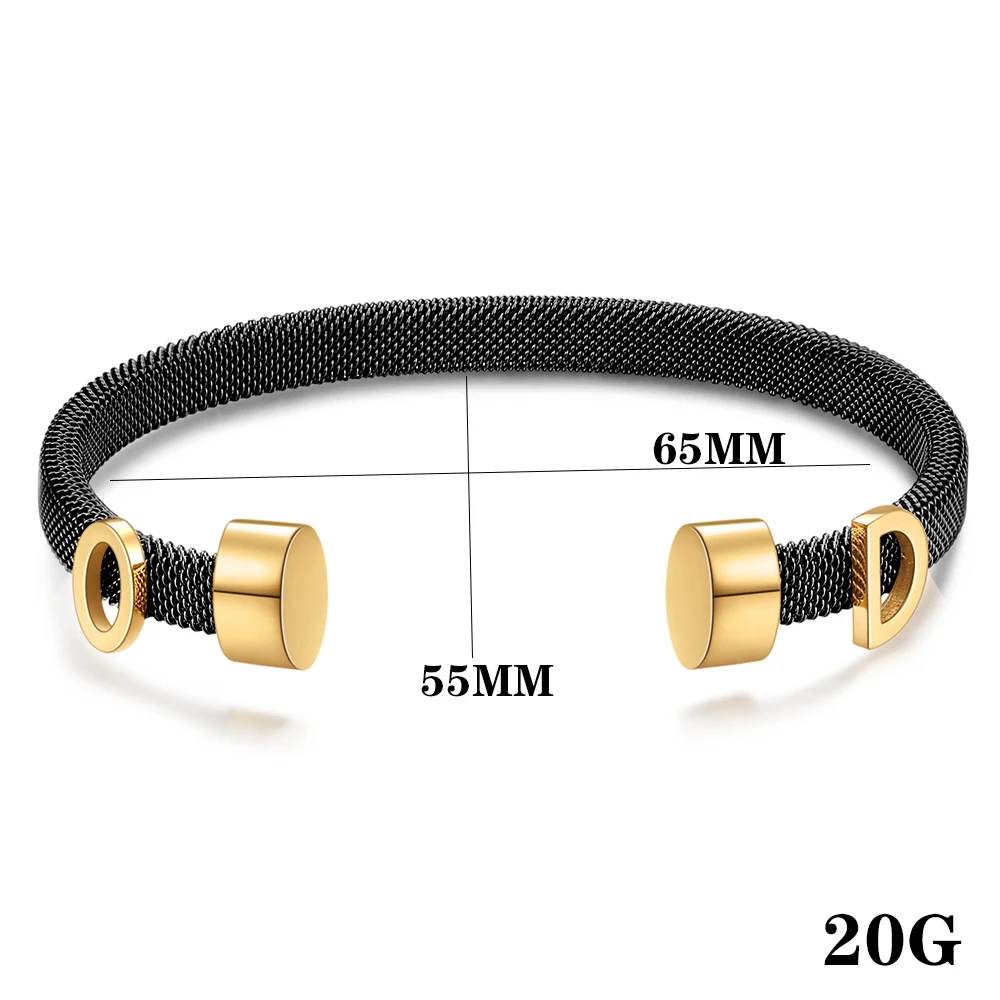 VQYSKO Stainless Steel Spring Cable Elastic Magnet Buckle Letter Bracelet Jewelry Fashion Titanium Steel Bangle