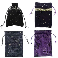 Mini bolsa de almacenamiento de Tarot para joyería, bolsa con cordón de impresión, bolsa de Tarot PARA divinaciones de runas, franela, tarjeta de juego almacenada