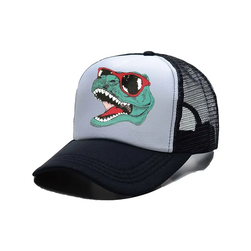 Jurassic Dinosaur Trucker Cap Men Funny Cool Trucker Cap Jurassic Cool Black Mesh Cool Cap for Kid Adult baseball cap