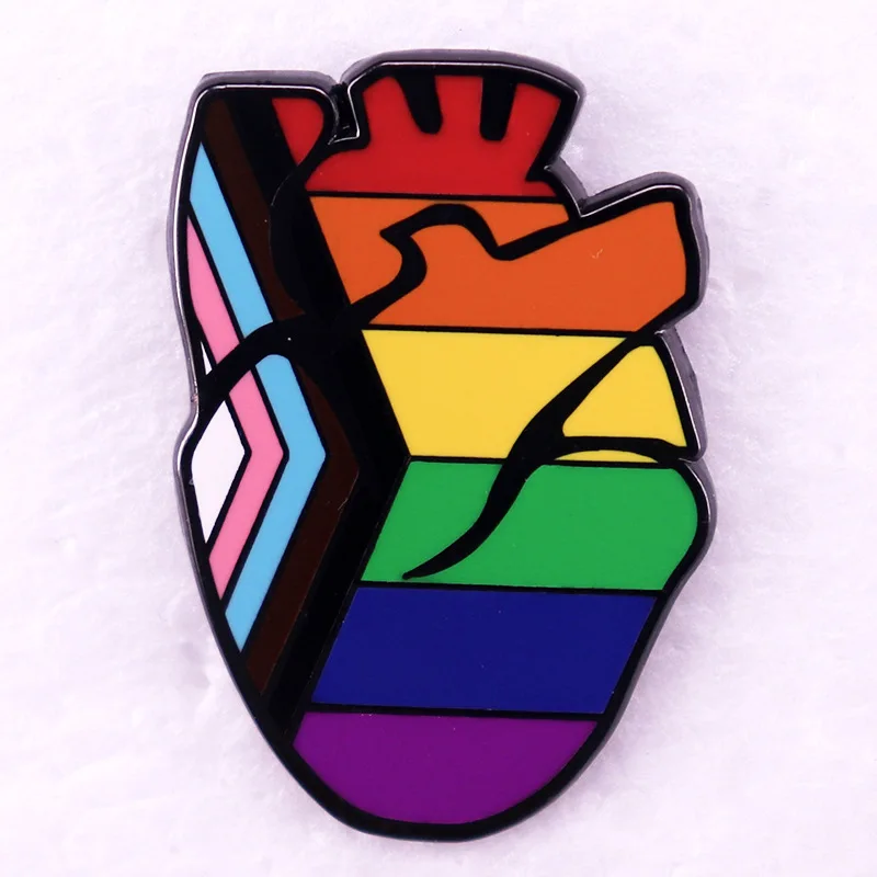 Colorful Heart Enamel Brooch Creative Body Organs Anatomy Series Rainbow Boutique Badges Coat Lapel Pin Pride Medical Gift