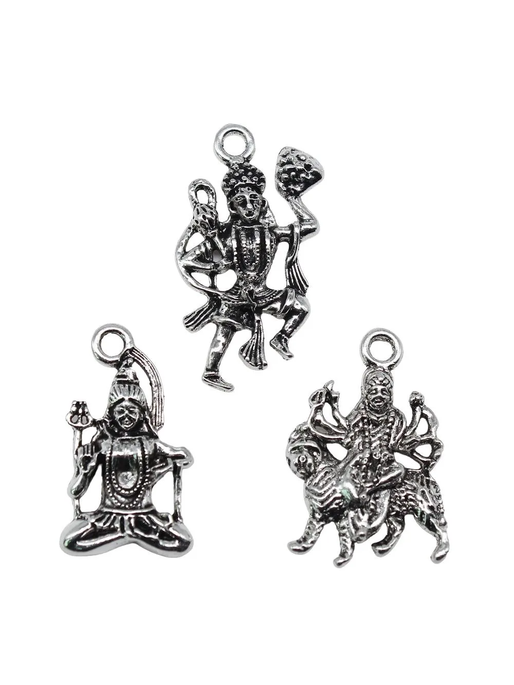 10 sztuk indyjska bogini Brahma Vishnu Shiva Charms do tworzenia biżuterii antyczne wisiorki w kolorze srebrnym DIY rzemiosło dokonywanie ustaleń — zdjęcie 2