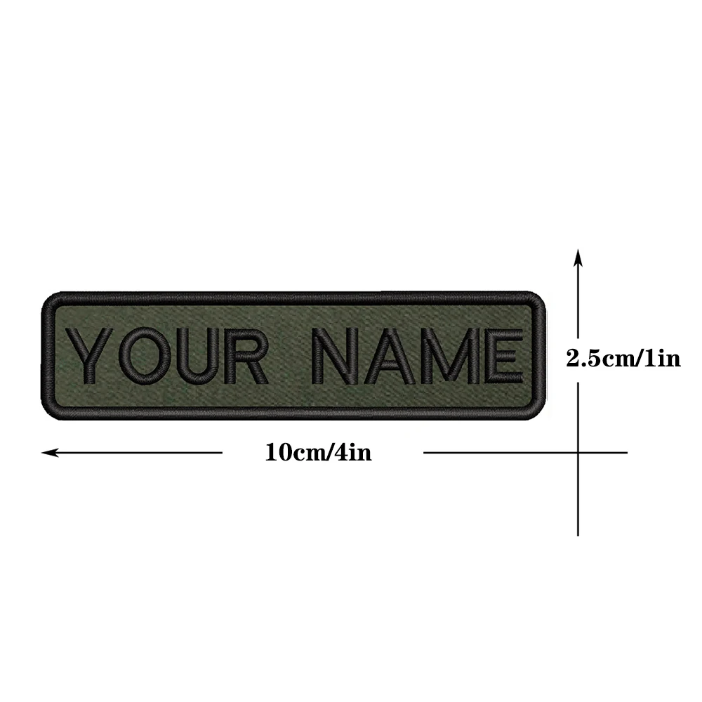 10X2.5cm Army Green background Embroidery Custom Name Text Patch Stripes badge Iron On Or  Backing Patches For Clothes