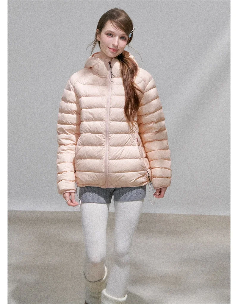 Lightweight Puffer Jacket Women Slim Fit Quilted Thin Winter Coat Hooded Casual Warm Inner Down Outerwear Cotton Parkas куртка