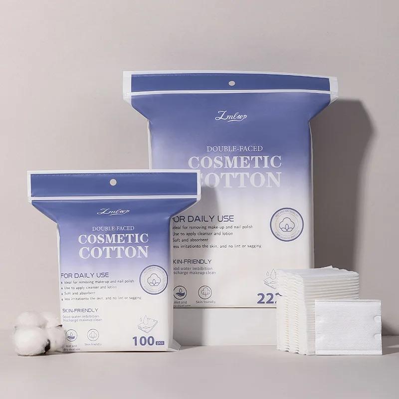 Removedor de maquiagem de algodão sanduíche de efeito duplo dupla face com 222 pedaços de algodão sanduíche amigável à pele para cuidados diários da pele