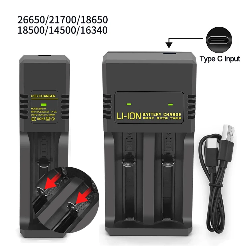 1/2 Slots 18650 Charger 3.7V-4.2V Rechargeable Li-ion Battery Charger  Lithium Batteries Charging Adapter For 18650 26650 14500 - AliExpress  202192403
