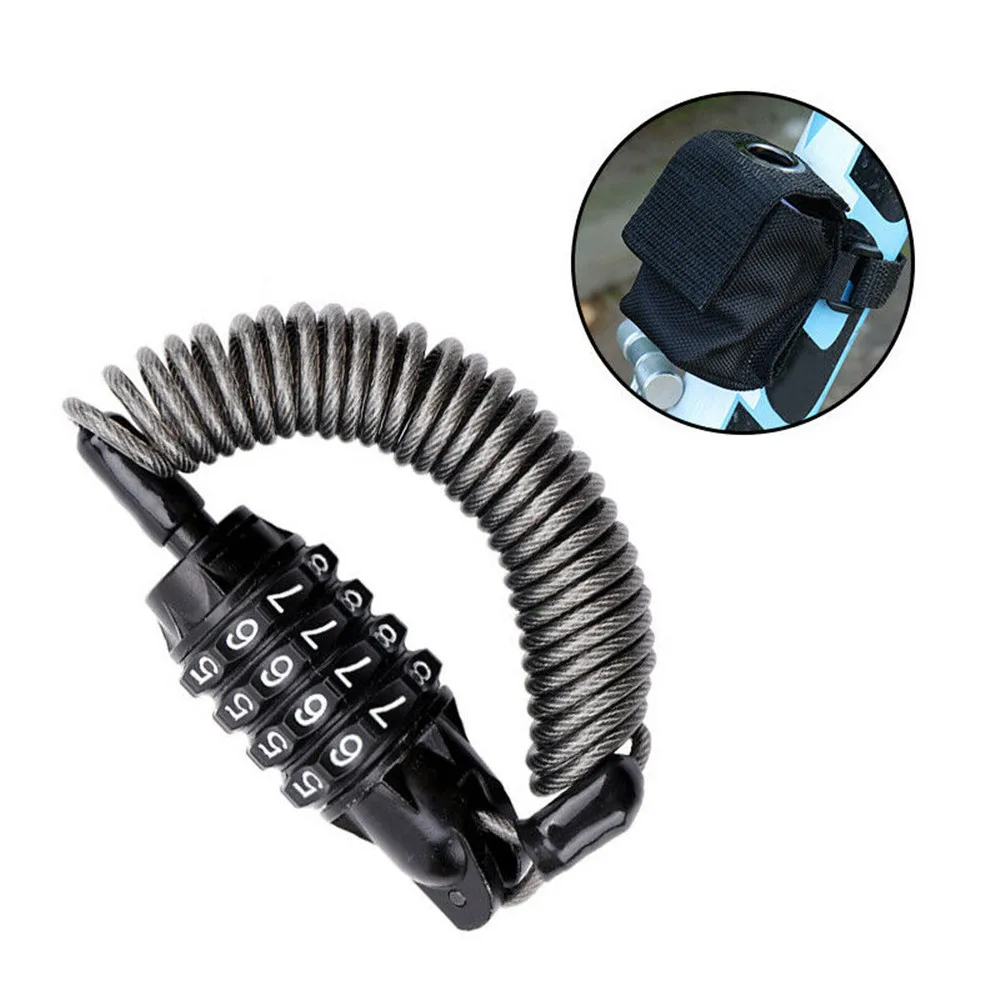 Motorcycle Helmet Lock Cable Black Tough Combination 4 Digit Password Anti-theft Security Rope Motorcycle Helmet Lock