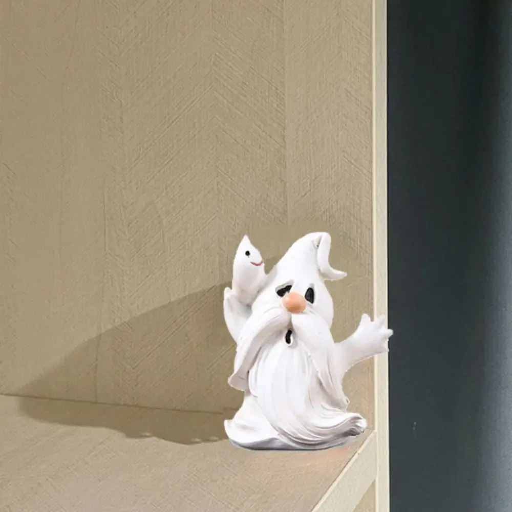 Patung Hantu Resin Bertema Halloween Model Kerajinan Kartun Ornamen Hantu Berdiri Boneka Lucu