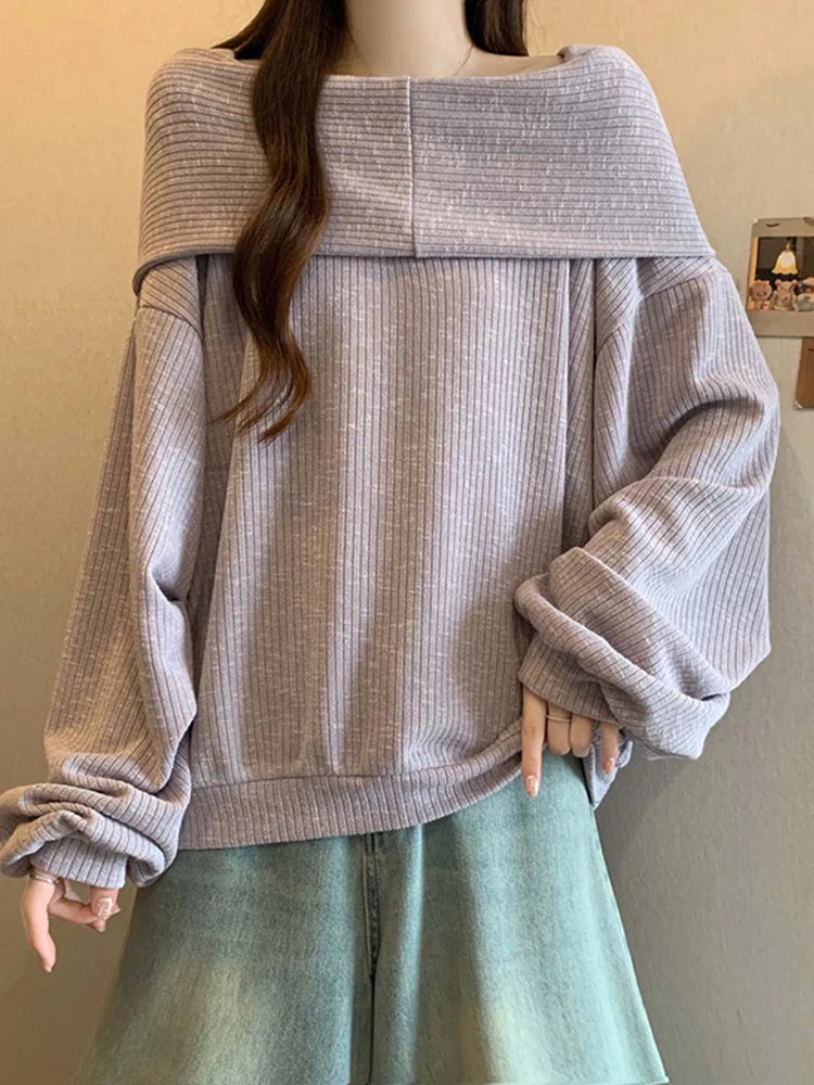 

Loose Long Sve Knitted Sweater Women's Spring Faion Casual Sle Base Layer irt Outerwear Top Princ Collar Design