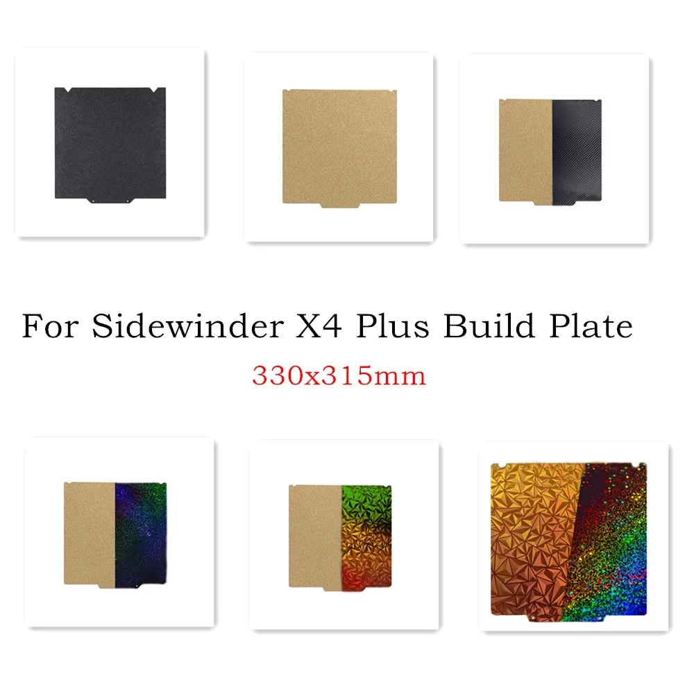 

For Sidewinder X4 Plus Build Plate Textured PEI Sheet 330x315mm Double Sided PET PEO PEY PEI Flexible Spring Steel Heated Bed