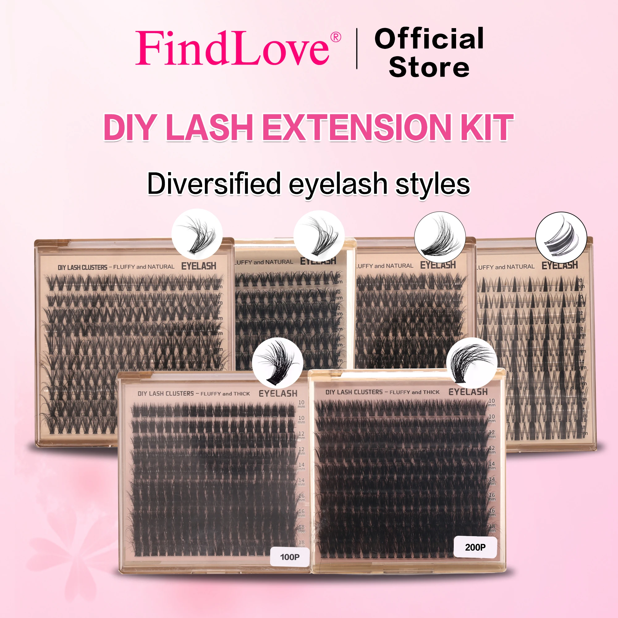 [Klaar voorraad] Diy Cluster Fox Lashes Synthetische PBT Valse Wimpers Volume Natuurlijke Herbruikbare Langdurige Sterke Hold Make-up