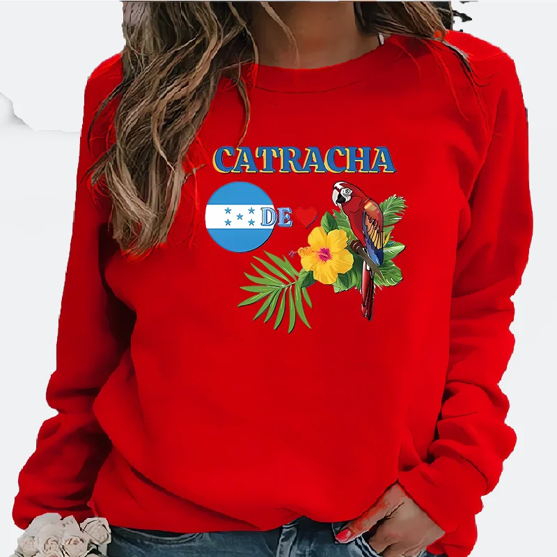

Fashion Honduran Parrot Print Crewneck Hoodie Lors English Letters Hoodie for Ladies Sweatshirt Streetwear Women Sweatshirts