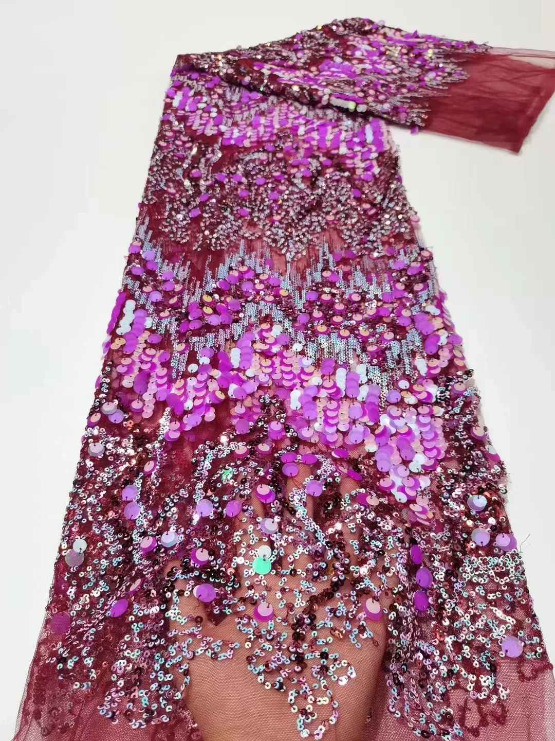 

Luxury African Lace Fabric with Sequins Tulle Mesh Embroidery Wedding Bridal Fabric High Quality Sew Lace Dresses