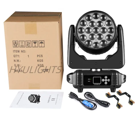 19x15W RGBW 4'ü 1 Arada Beam Wash Zoom Dairesel Kontrollü LED Hareketli Kafa Işık Profesyonel Makine DMX512 DJ Bar Sahne Işık Efekti