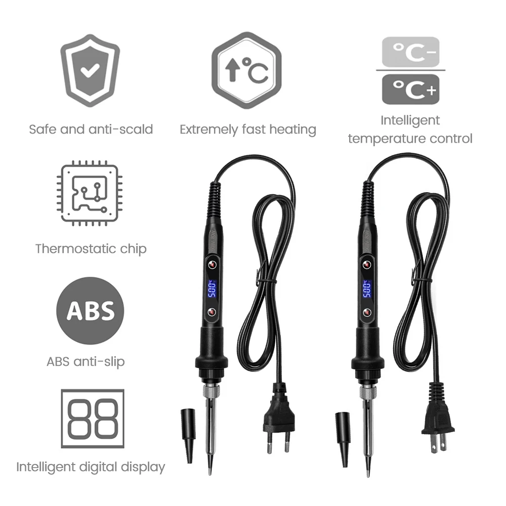 80W LCD Digital Display Electric Soldering Iron 110V / 220V Adjustable Temperature Soldering Iron Welding Repair Tools