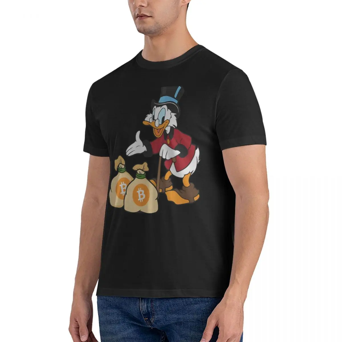 T-Shirt Picsou Save Bitcoin Leisure Pure Cotton Tees Short Sleeve Disney Cartoon Character Donald Duck T Shirt Round Neck